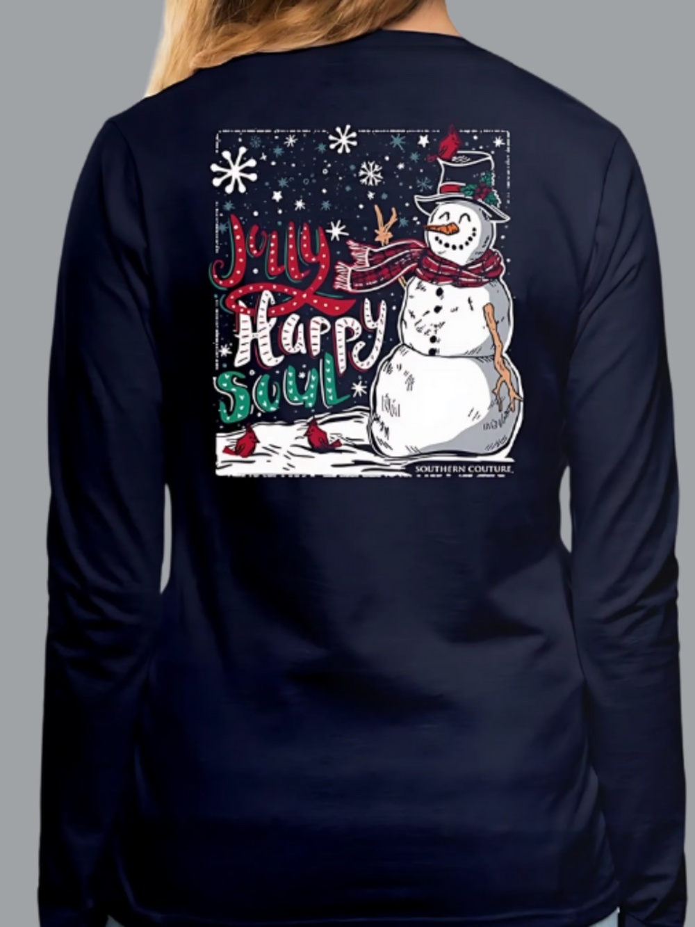Southern Couture Classic Jolly Happy Soul on LS - Navy